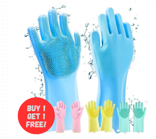 Silicone Dish Washing Cleaning Gloves { BUY 1 GET 1 FREE! }